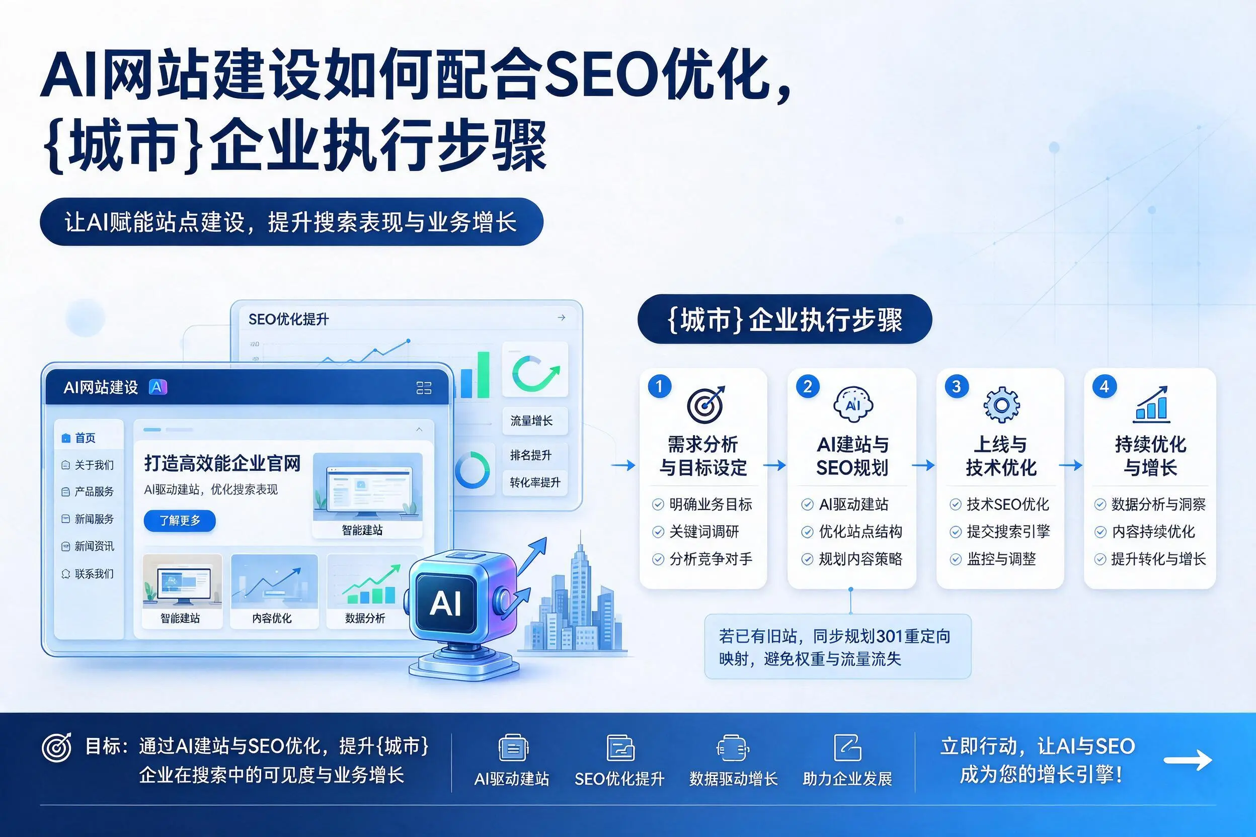 AI网站建设如何配合SEO优化，晋中企业执行步骤