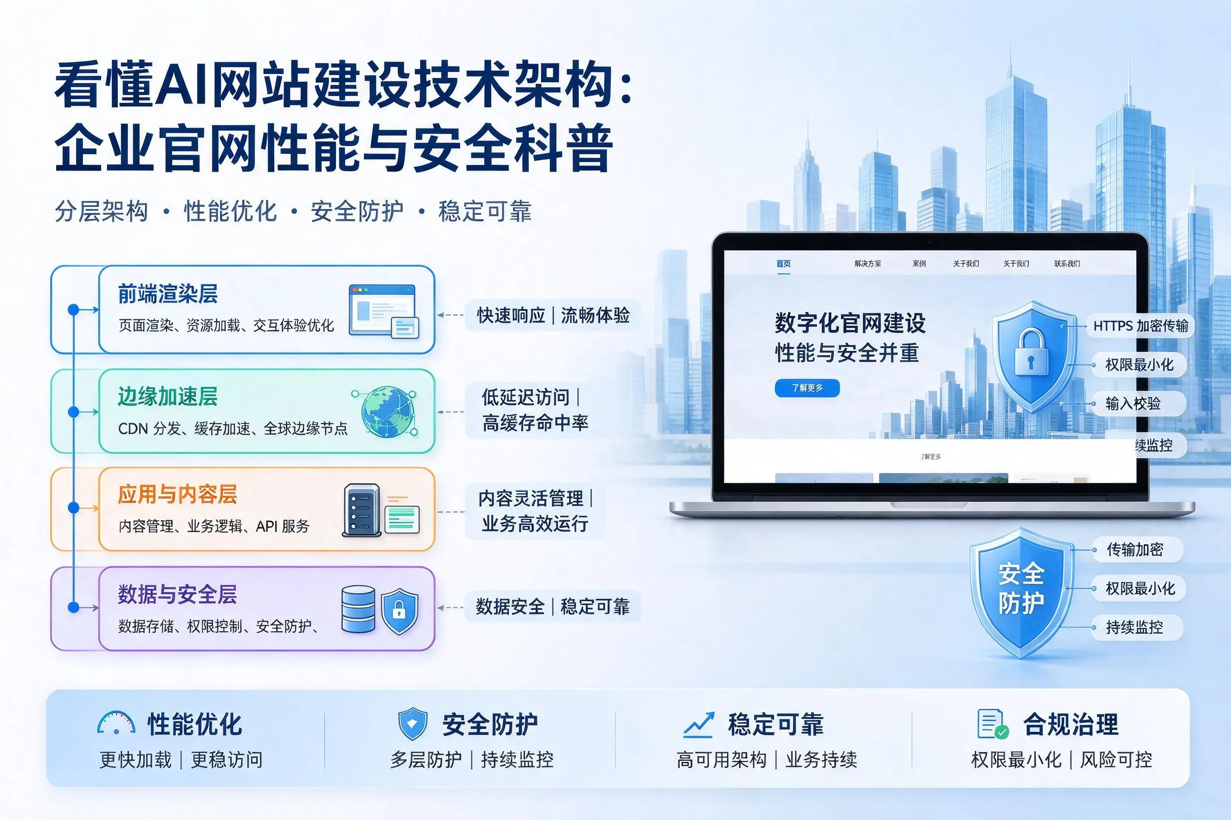 看懂AI网站建设技术架构:晋中企业官网性能与安全科普